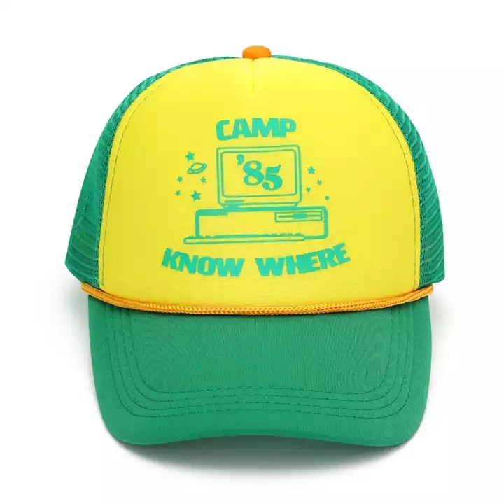Custom Screen Print Foam Golf Running Gorras Headwear Pinch Front Cord Rope Trucker Hat