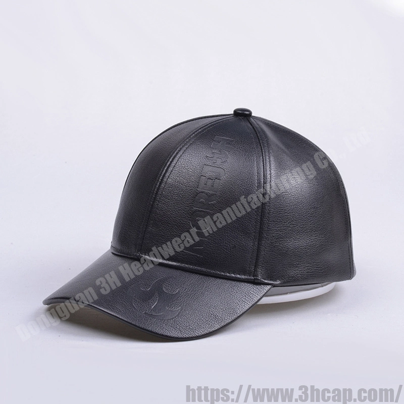 3hcap High Quality Vintage 6 Panel Baseball Gorras Custom Logo PU Leather Hats Caps