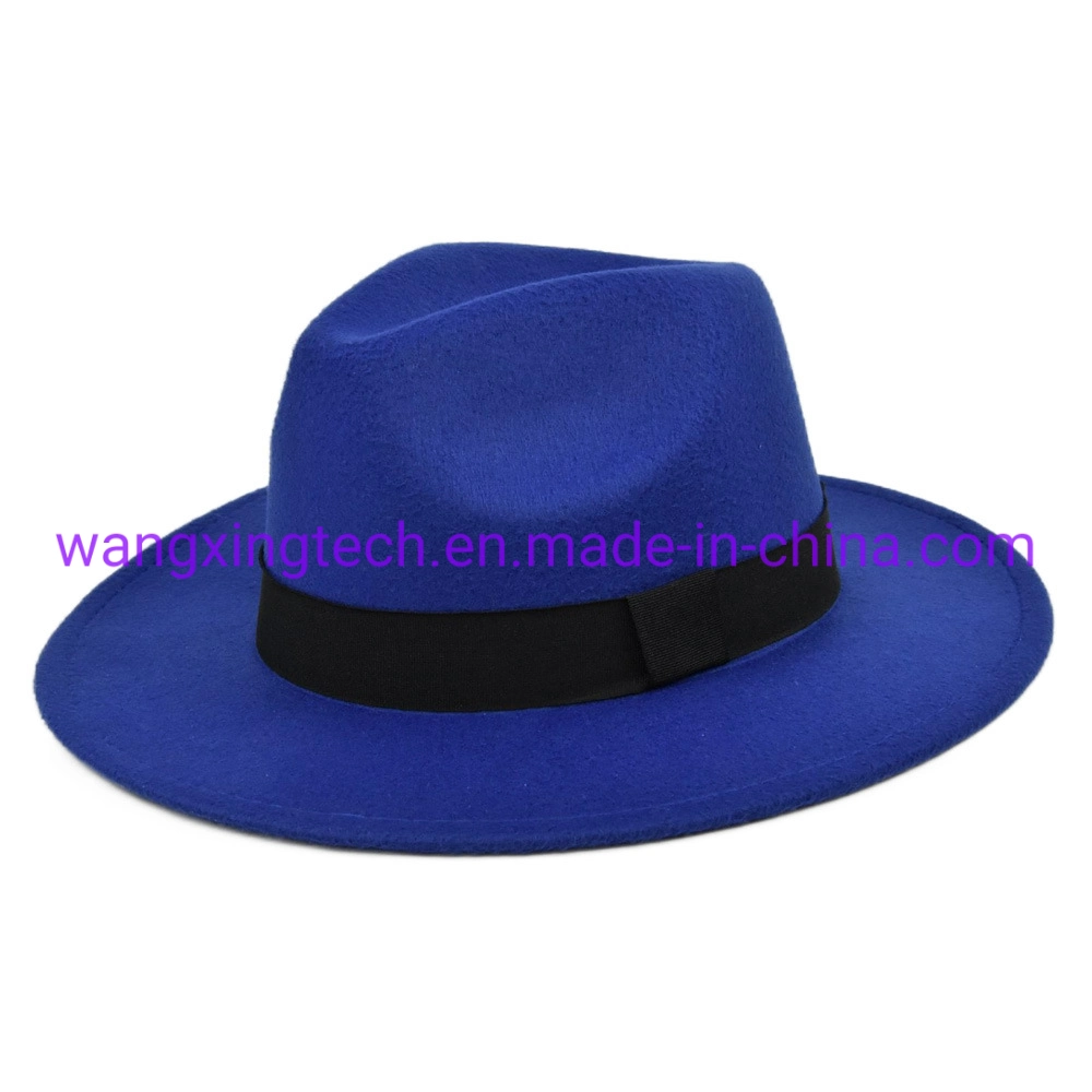 Wholesale Jazz Hat Felt Top Hat Ribbon Accessories Solid Color Top Hat Ladies Wide Brim Woolen Classic Big Brim Hat