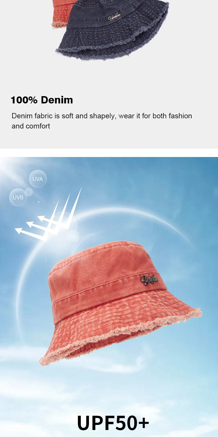 New Arrival Spring Summer Fashion Denim Bucket Hat Classic Wash Denim Sun Protection Fisherman Hat for Women Men