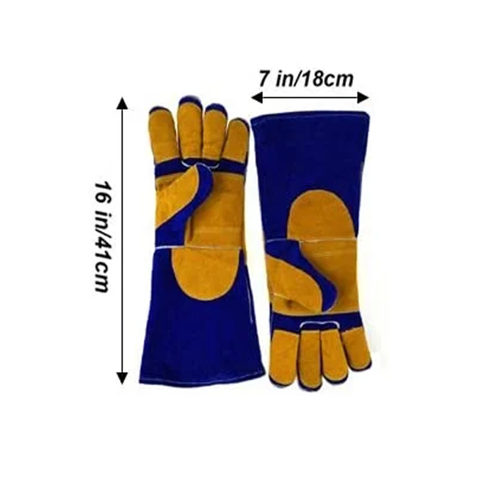 Cow Split Heat Resistant Aluminum Foil BBQ Safety Work Welding Hand Gloves