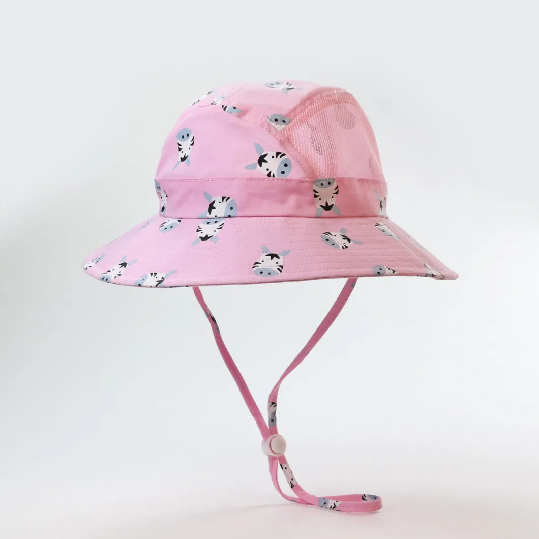 Pink Zebra Pattern Printing Polyester Mesh Upf50+ Kids Bucket Hat