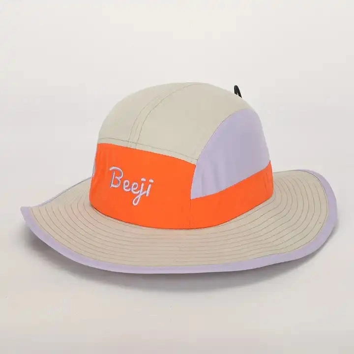 Custom Logo Men Women High Quality Quick Dry Polyester Waterproof Safari Beach Cap, Fisherman Wide Brim String Bucket Hat