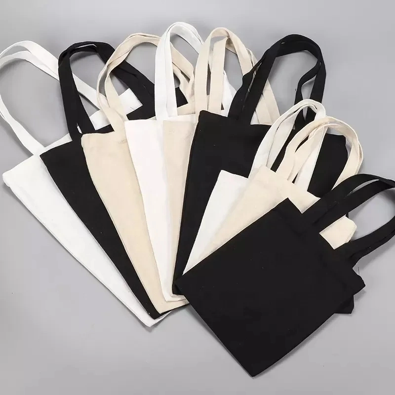 Wholesale Customised Cheap Grocery Reusable Shopper Shopping Black Cloth Canvas Fabric Tote Bag