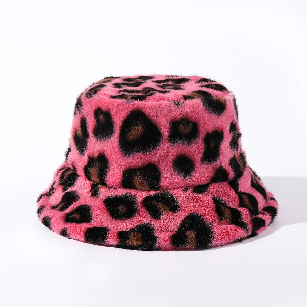 Winter Plush Warm Leopard Print Fashion Women&prime;s Fisherman Hat Bucket Hat Fashion Cap