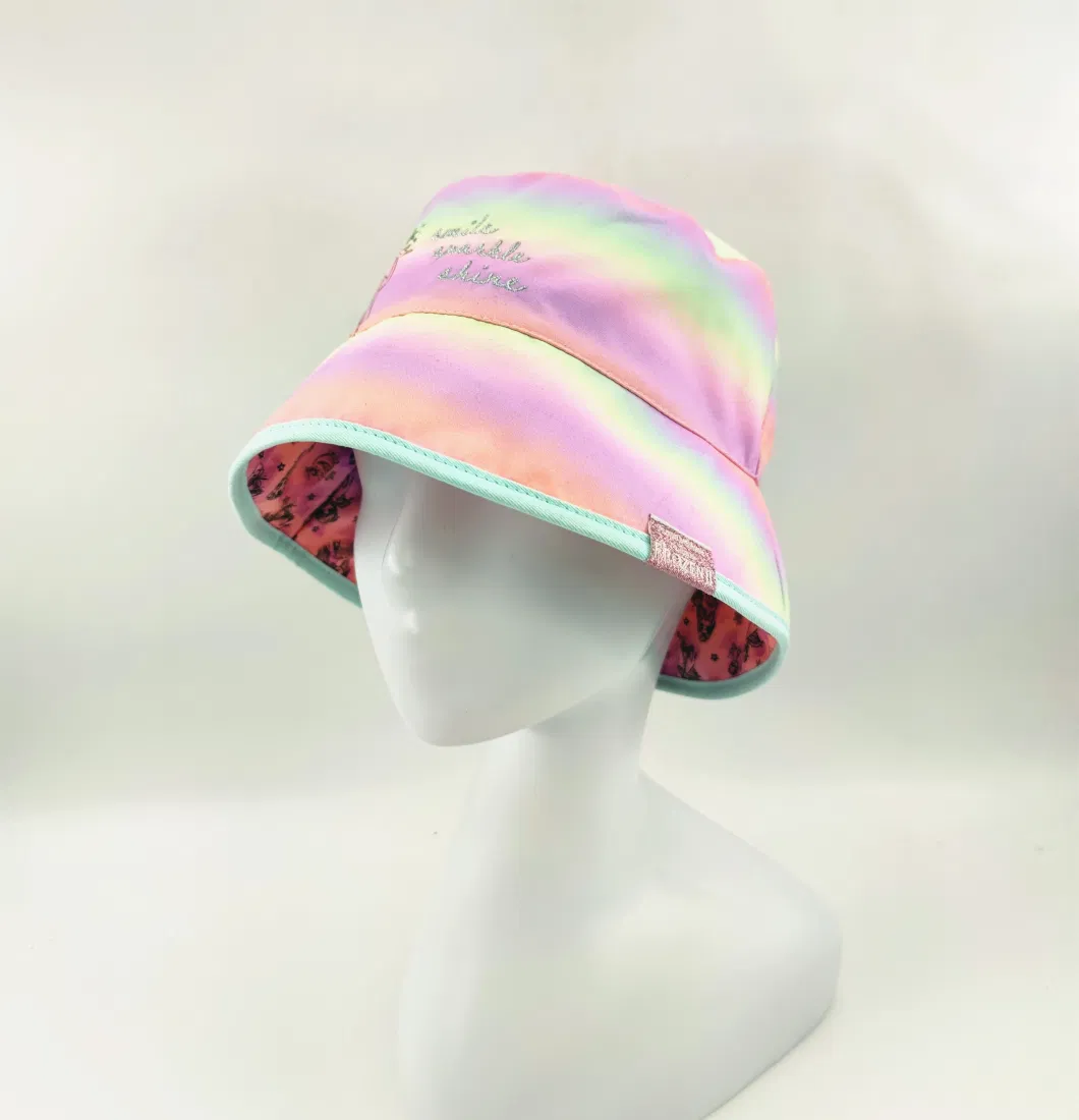 Polyester Fabric Sublimation Printed Bucket Hat, Reversible Style