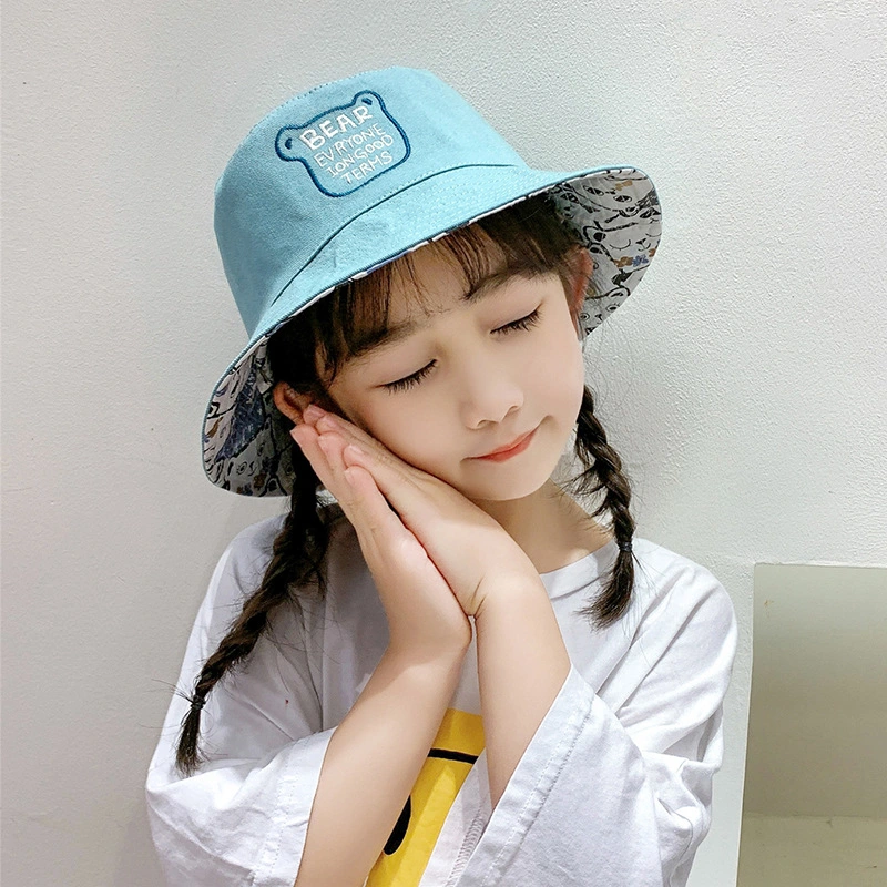 New Style Fisherman Hat Spring and Summer New Students Travel Double Sides Children Sun Bucket Hat in Stock