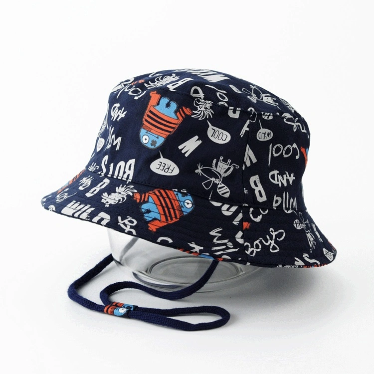 Wholesale New Style Full Printing Cotton Fisherman Hat Bucket Hat for Kids