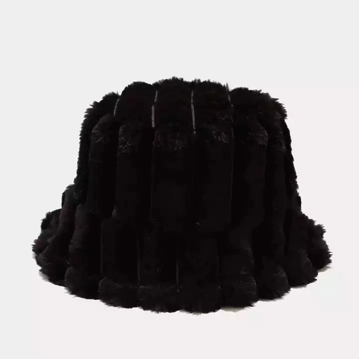 Soft Plain High Quality Winter Faux Fur Warm Hat Women Men Plush Fisherman Fuzzy Bucket Hat Winter Hat