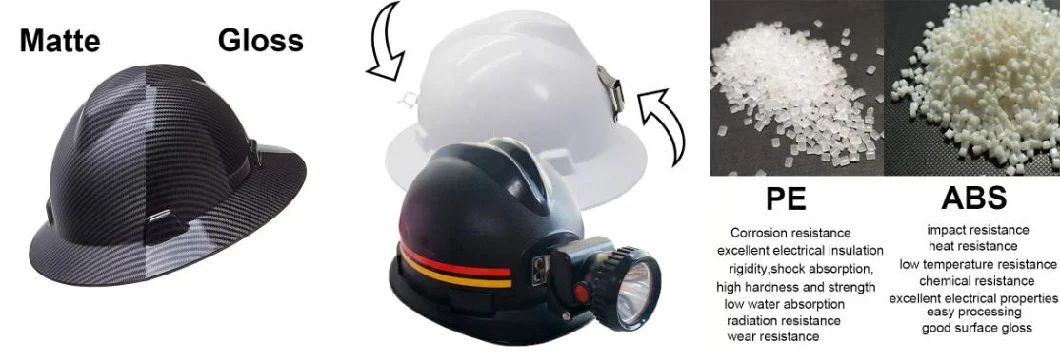 Outdoor Rain Trough HDPE Construction Worker White Hard Hat with Visor