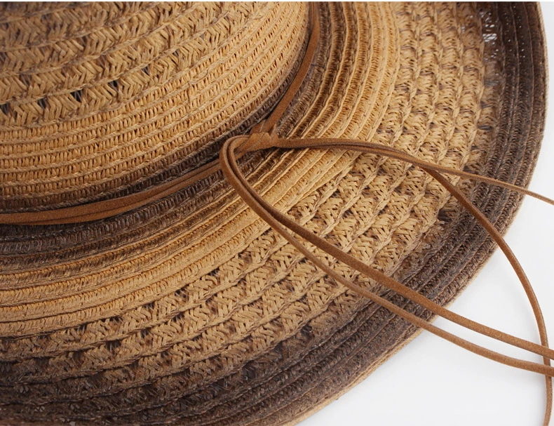 Lady Summer Straw Roll up Hat Women Wide Brim Beach Sun Hats