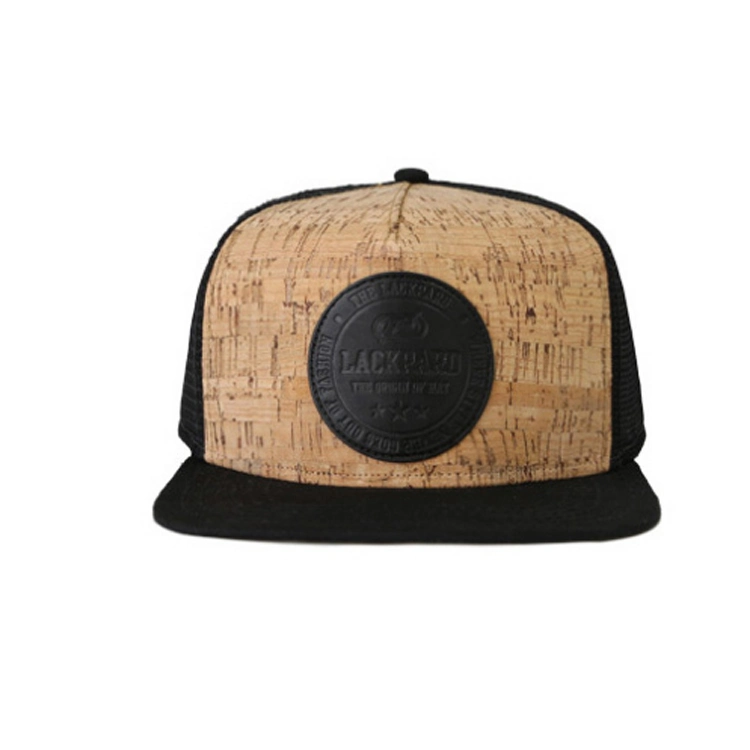 Fashion Design Mesh Basketball Cap High Quality Snapback Caps Cork Denim Leather Patch Trucker Hat Mesh Custom