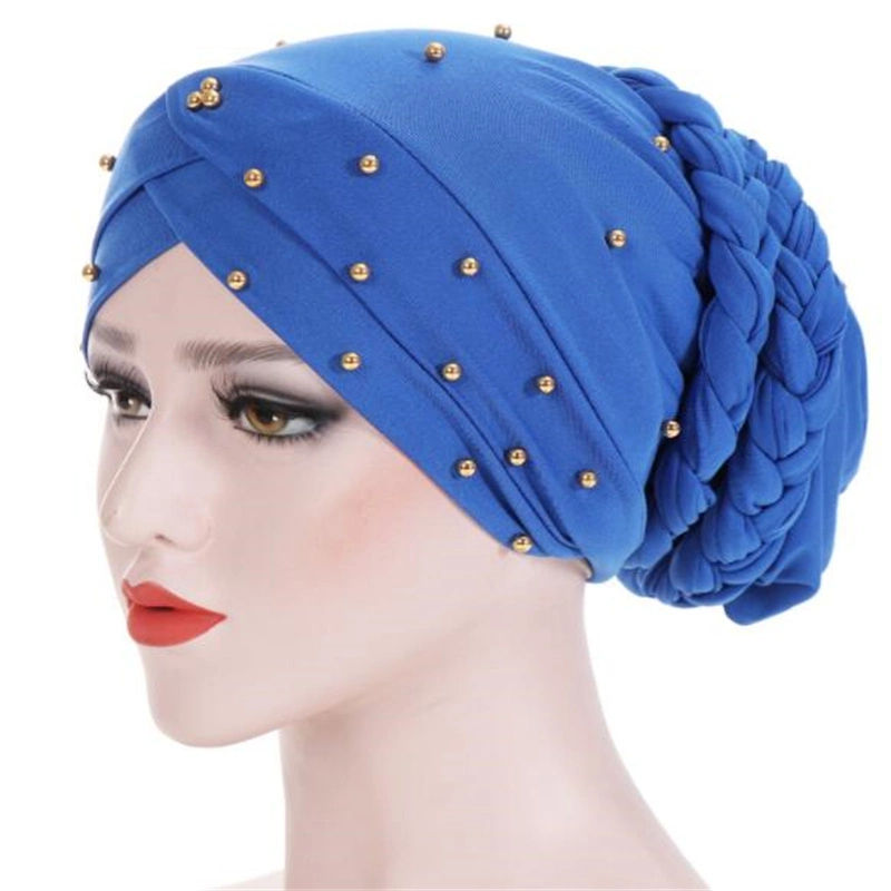 Hot Sale Beaded Braid Cap Hat Milk Silk Turban Hat