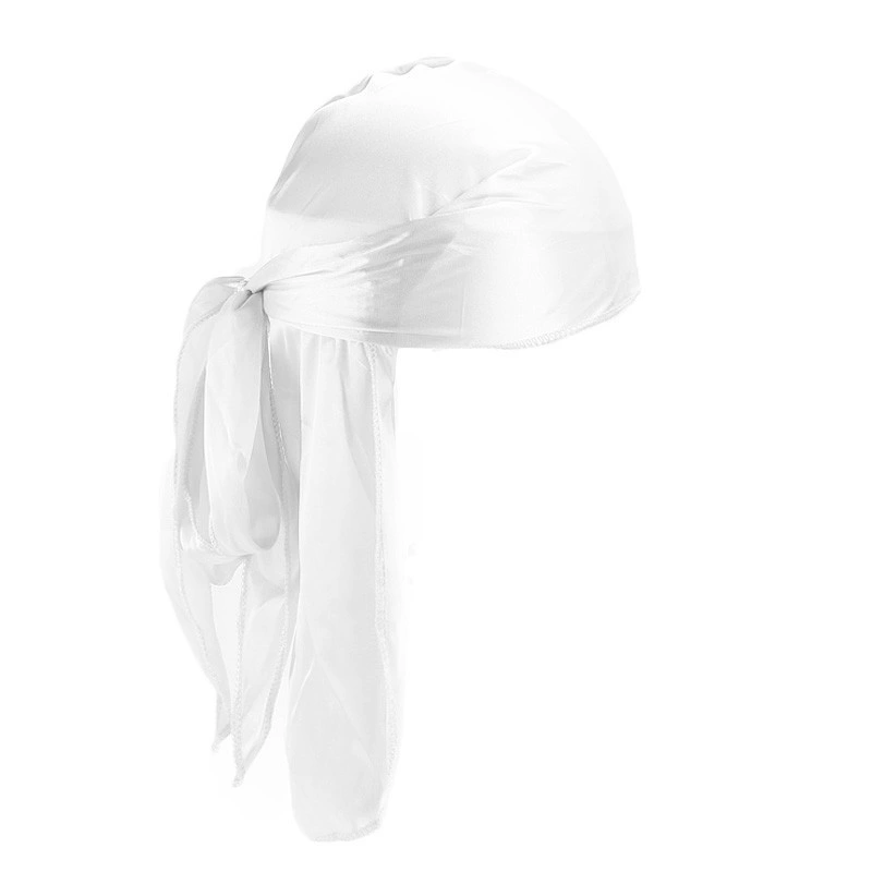 Men Women Durag Extra Long-Tail Head Scarf Silky Pirate Hat