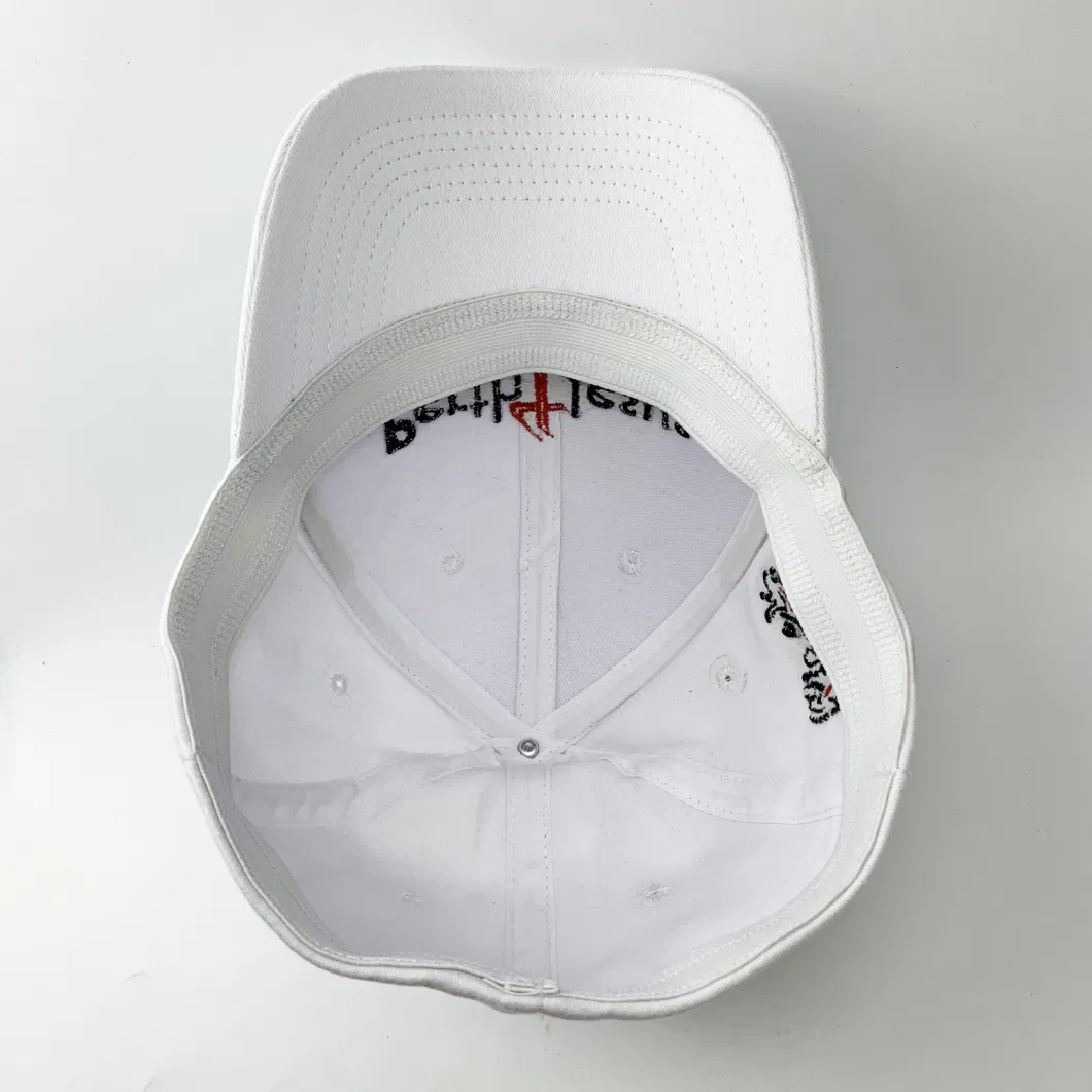 Custom Logo Embroidery White Elastic Back Casual Sports Private Baseball Cap