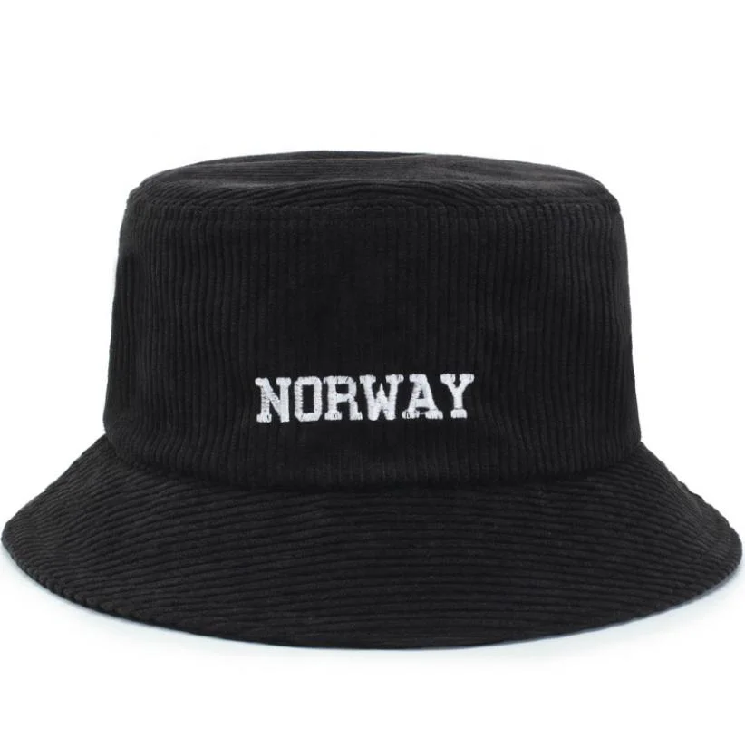 Wholesale Custom Logo Luxury Design Fishing Embroidery Corduroy Bucket Hat and Fishing Hat