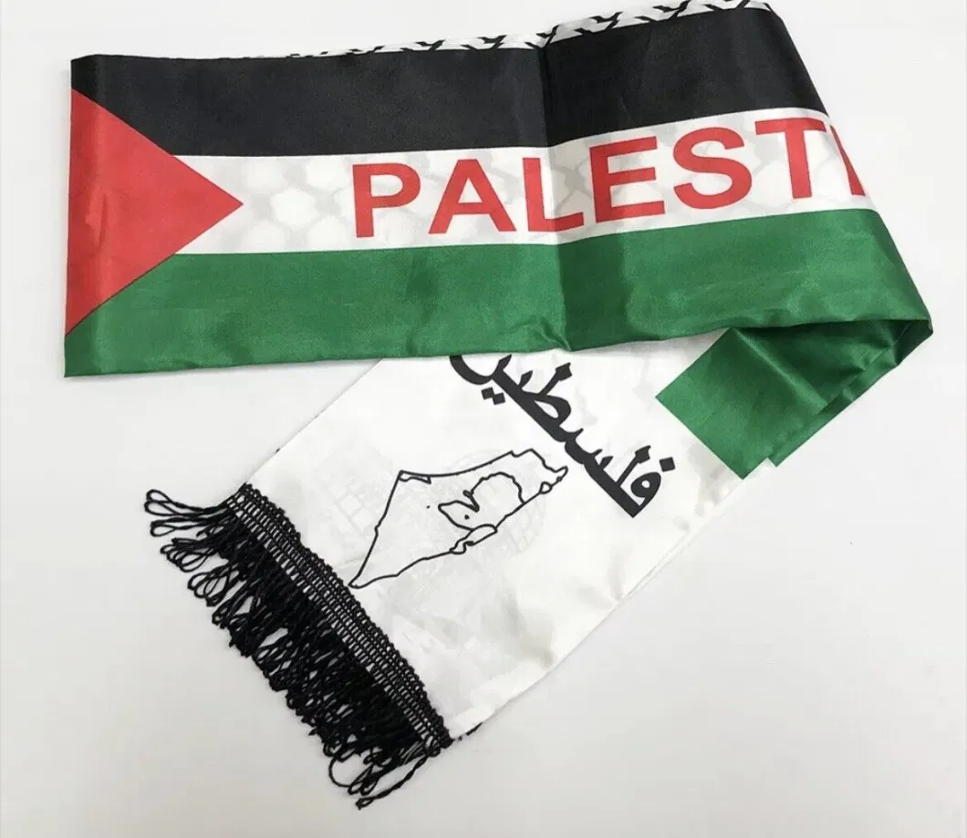 Fast-Delivery Palestine Silk 100% Stain Palestinian Country Flag Scarf Scarve Soccer Sports Custom Logo Personalized Printed Design