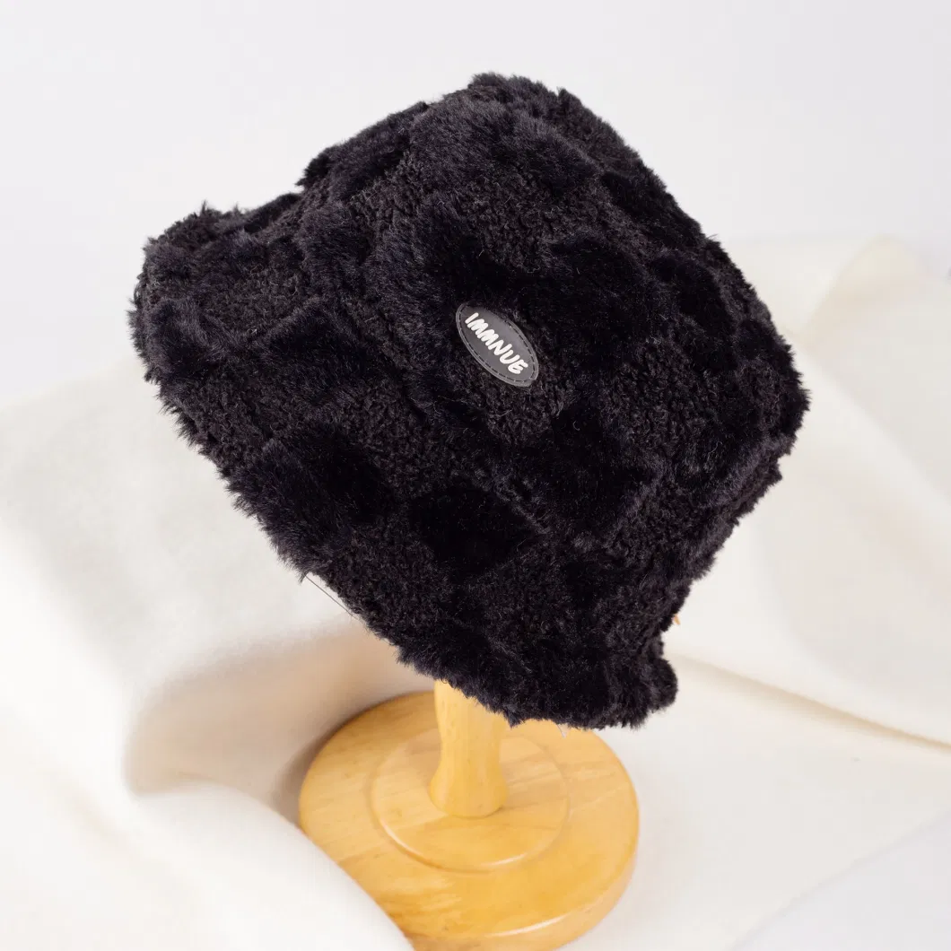Heavy Winter Plush Fabric Warm Fur Woman Hat Bucket Hat Winter Hat