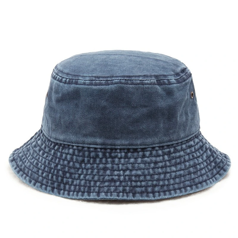 Custom Washed Denim Unisex Bucket Hat Classic Plain Fashion Sun Protection Fisherman Hat for Outdoor Activities