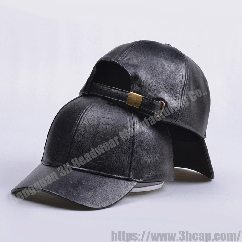 3hcap High Quality Vintage 6 Panel Baseball Gorras Custom Logo PU Leather Hats Caps