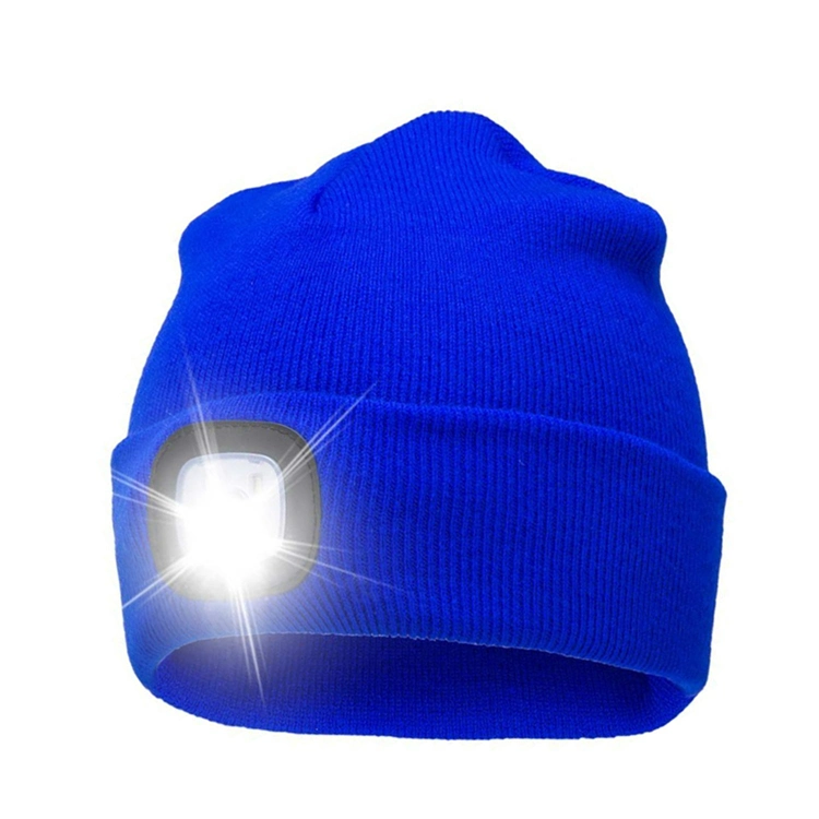 Winter Night Scout USB Rechargeable LED Light Torch Waterproof Knitted Beanie Hat for Fishing, Work, Camping, Hunting