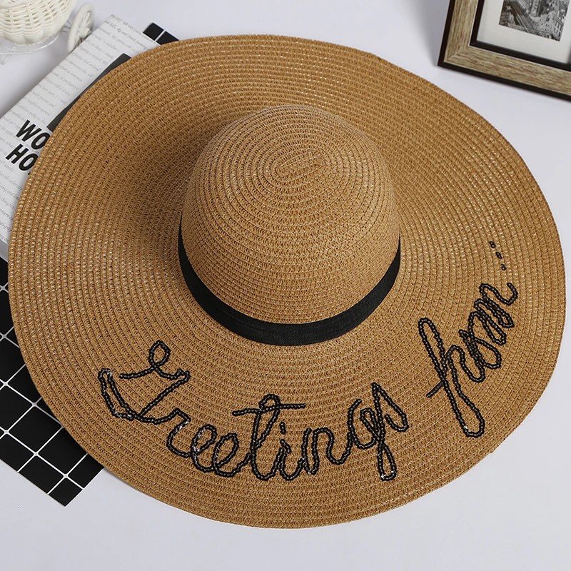 Wide Brim Women Wholesale Custom Summer Beach Sun Floppy Paper Straw Hat
