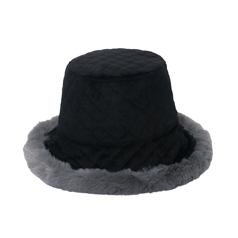 New Warm Thickened Corduroy Fisherman Hat Plush Winter Fashion Bucket Hat for Women