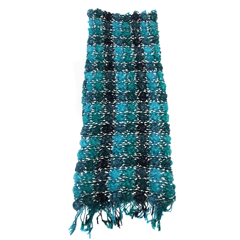 Custom Design Plaid Scarf Women Knitted Long Double Tassels Lady Polyester Scarves