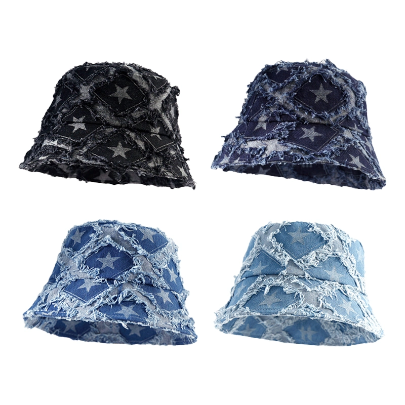 Wholesale Fashion Manufacturer Custom Spring Summer Unisex Denim Bucket Hat Fisherman Hat for Sun Protection