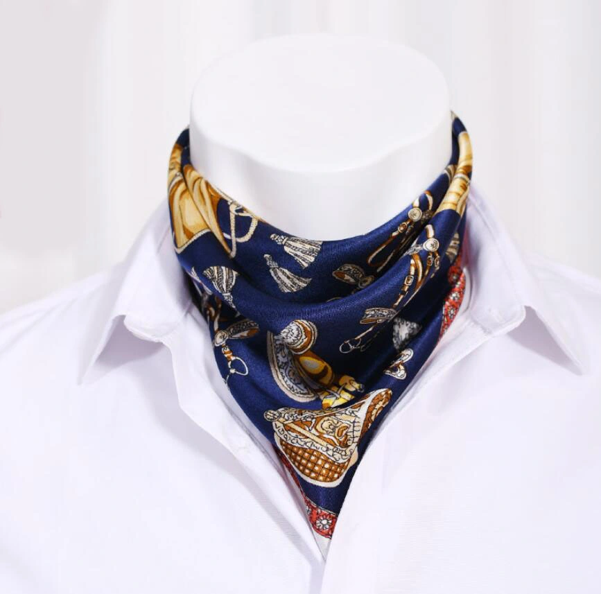 China Factory Custom Design Printed Satin Silk Scarf for Men