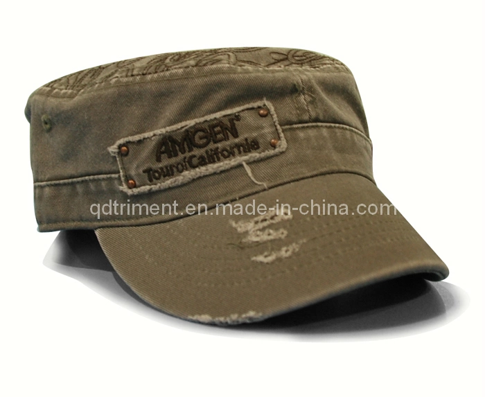 Contrast Stitches Grinding Washed Embroidery Army Military style Cap (TRM013)