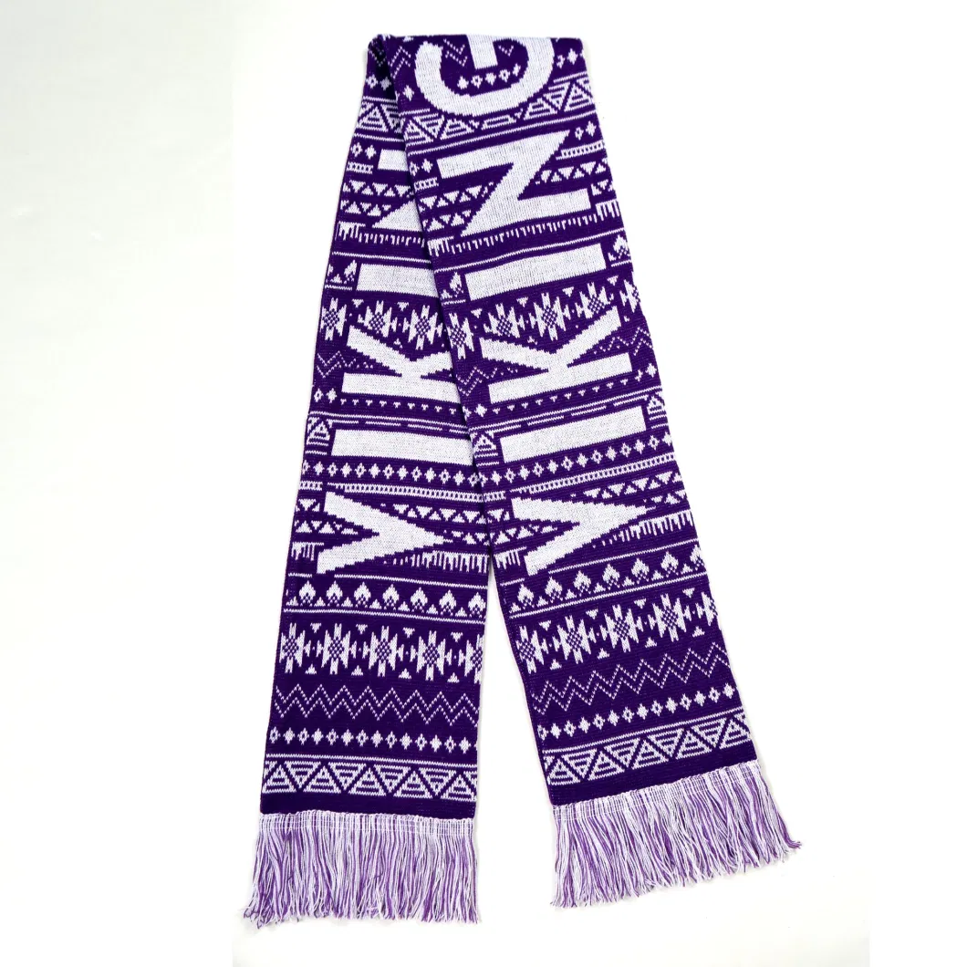Fashion Winter Warm Jacquard Custom Design Knitted Soft Cotton Scarf