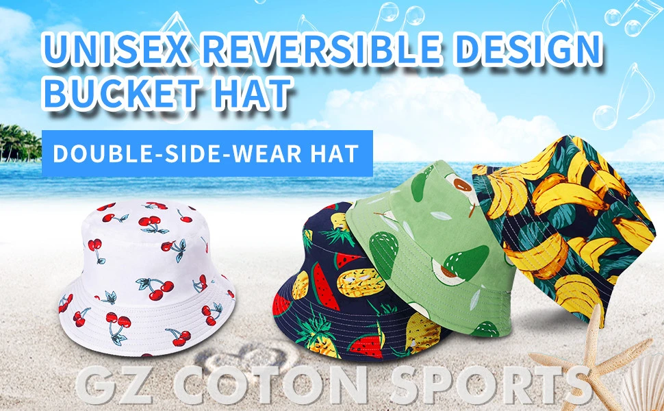 Wholesale Bulk Custom Embroidery Logo Women Polyester Bucket Cap Summer Fisherman Custom Design Logo Printed Bucket Hat