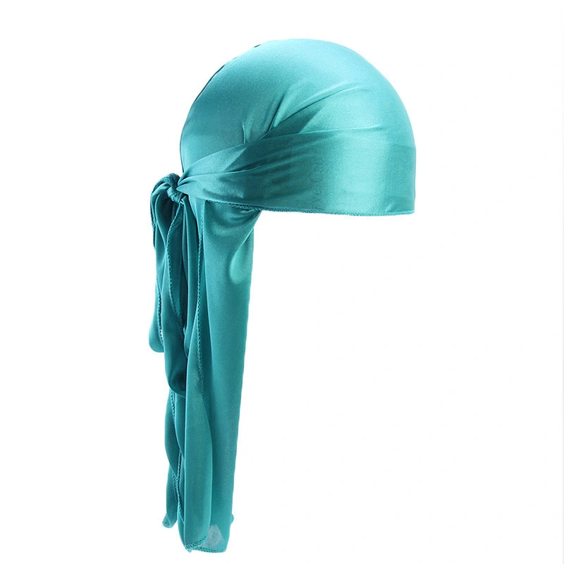 Men Women Durag Extra Long-Tail Head Scarf Silky Pirate Hat