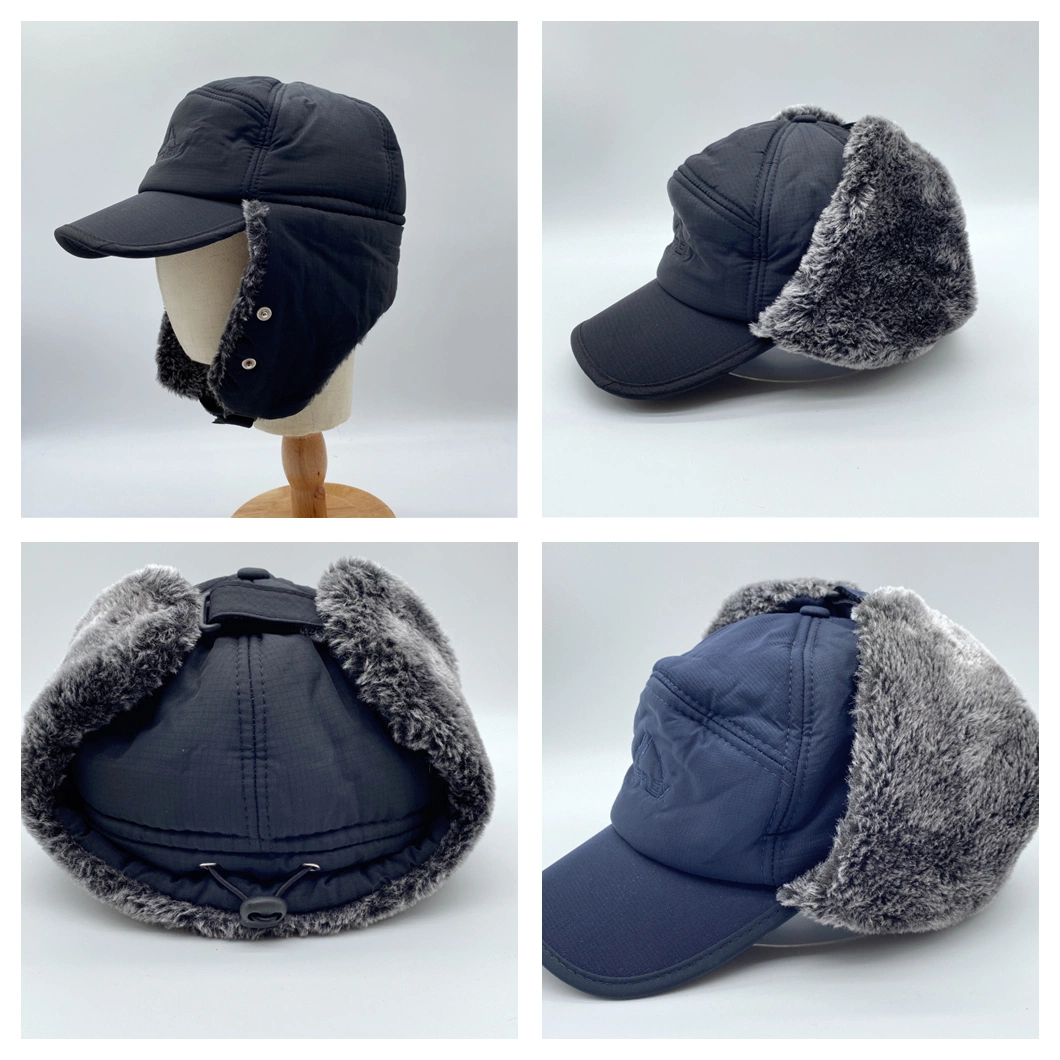 Wool Baseball Cap Men Fur Hunting Trapper Dad Hats Winter Warm Sports Earflap Hat Men