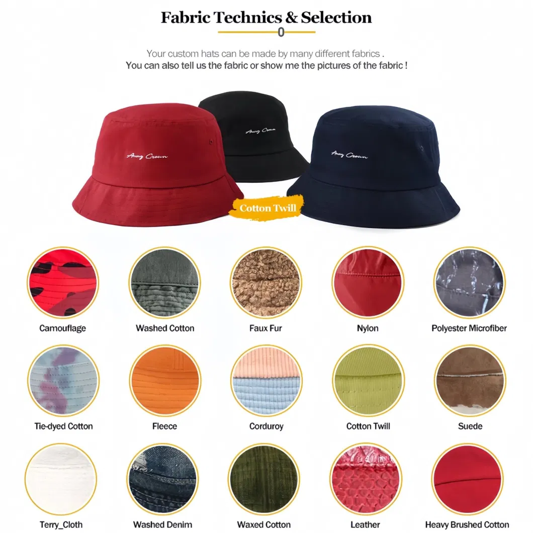 BSCI Wholesale Custom High Quality White Leather Face Reversible Fisherman Gorras Metal Rivets Logo Sun Cap Unisex Bucket Hat