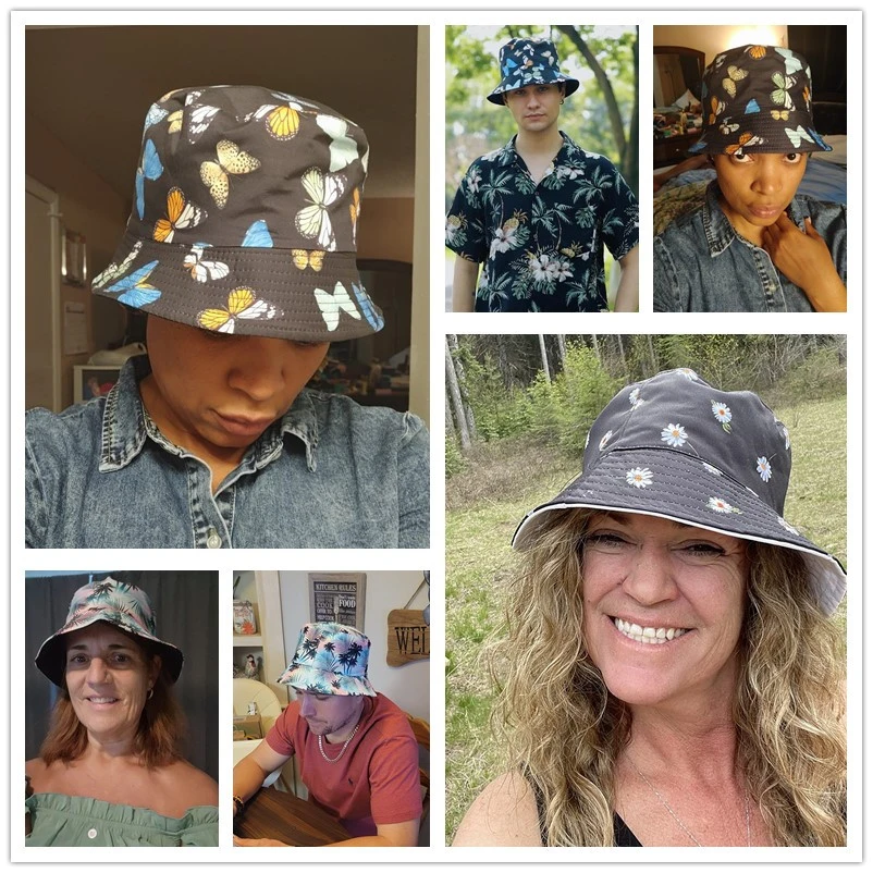 Custom Fashion Design Printed Summer Beach Protection Sun Protection Children Sun Cap Reversible Kids Bucket Hat