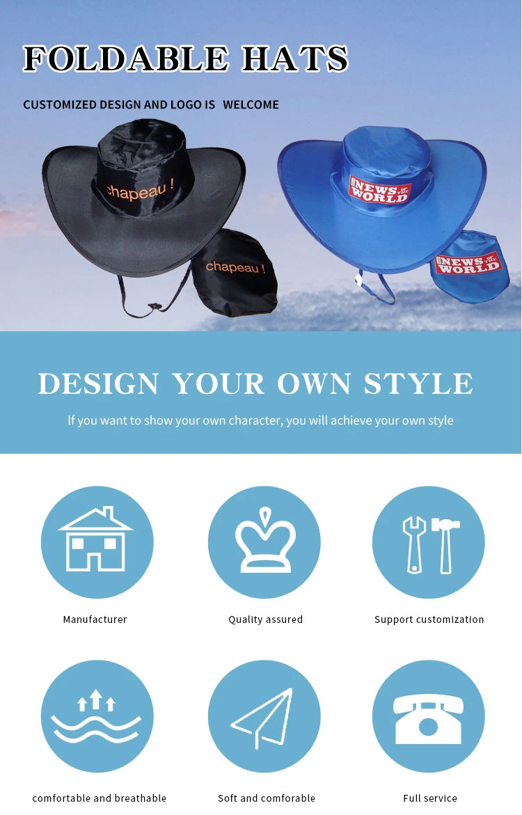 Outdoor Popular UV Resistance Custom Logo Bucket Fisherman Hat Camping Foldable Bucket Hat with String