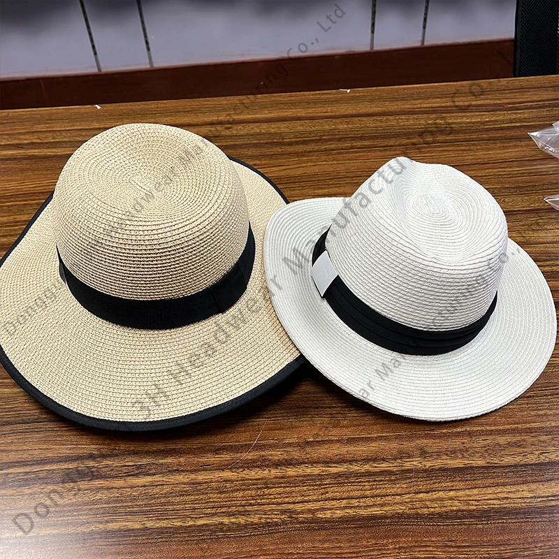 High Quality Summer Surfing Wide Brim Panama Fedora Straw Hats Custom Logo Lifeguard Straw Hat for Woman Men