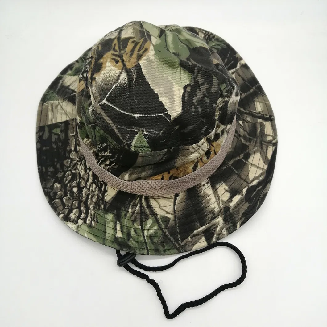 Camo Bucket Hats Summer Camping Hunting Travel Beach Sun Hat Outdoor Cap Unisex Fisherman Bucket Hat with String