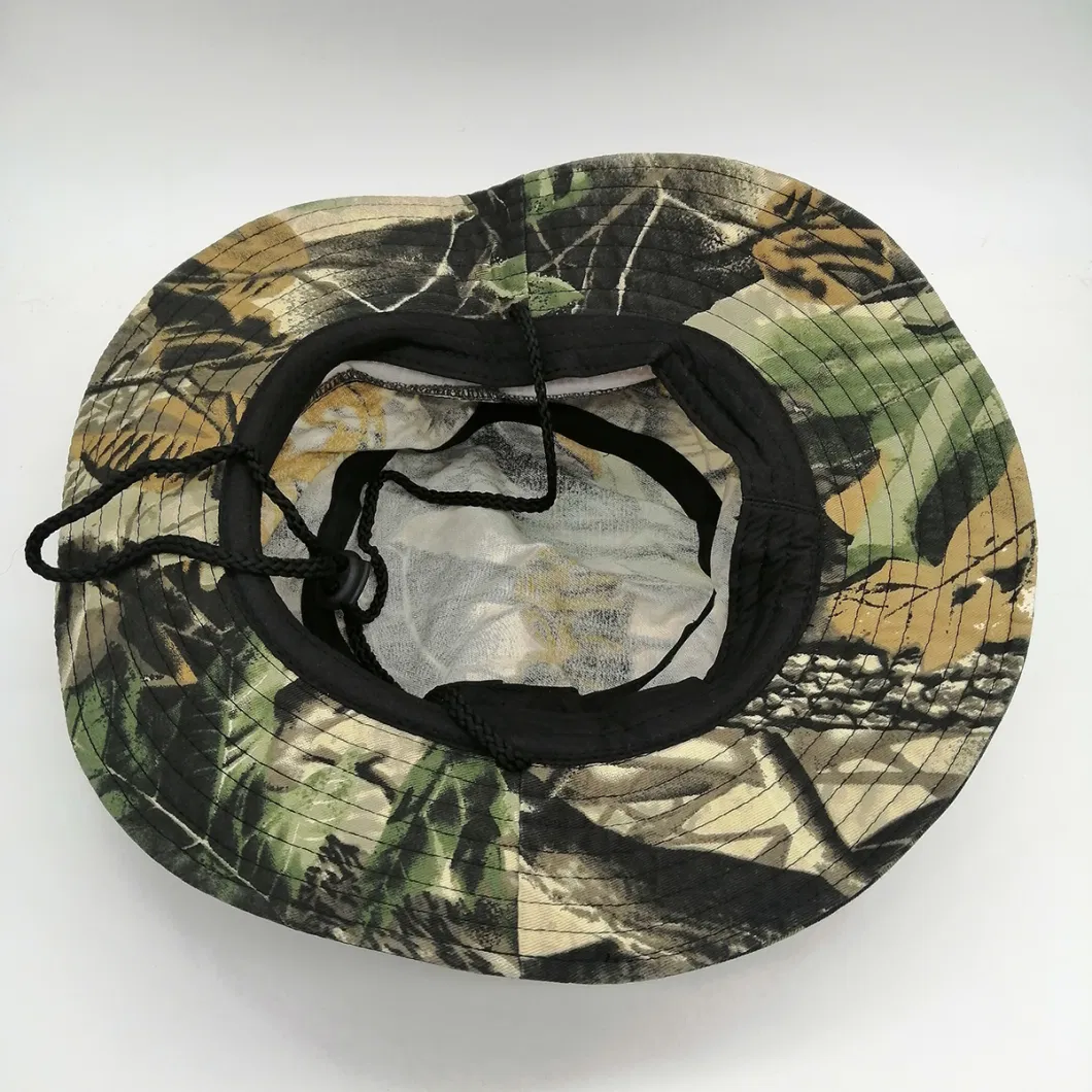 Camo Bucket Hats Summer Camping Hunting Travel Beach Sun Hat Outdoor Cap Unisex Fisherman Bucket Hat with String