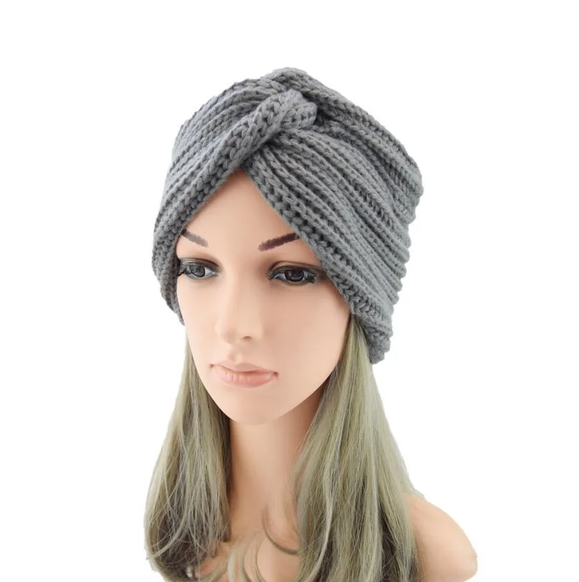 Women Turban African Pattern Muslim Knot Headwrap Beanie Bohemia Knit Cap Hair Fashion Hat