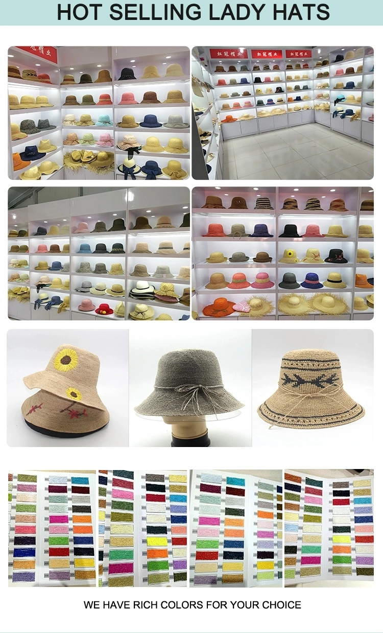 Wide Brim Women Wholesale Custom Summer Beach Sun Floppy Paper Straw Hat