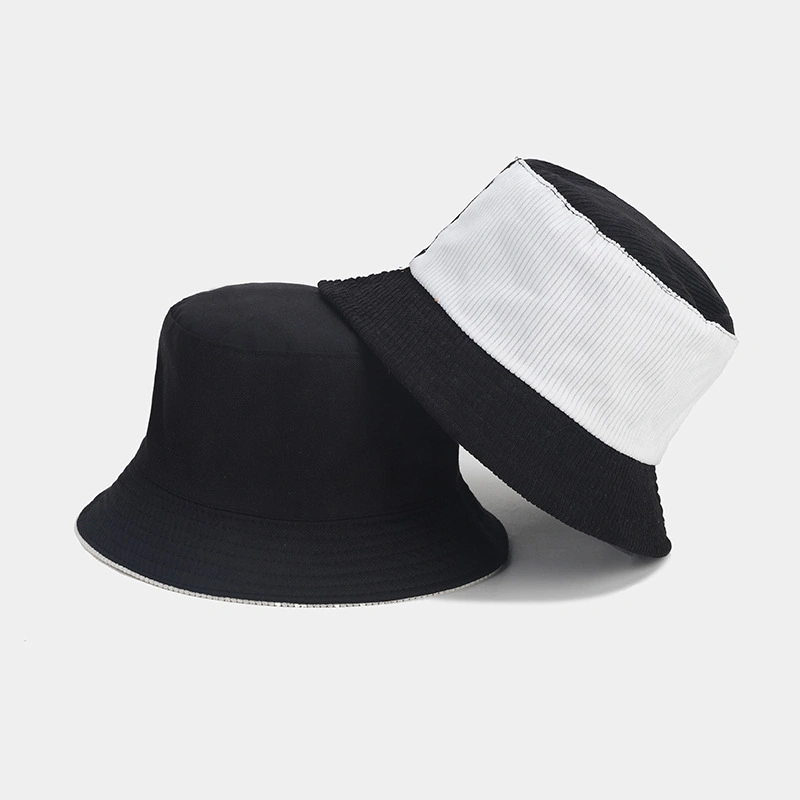Wholesale Color Contrast 2 Tones Thin Stripes Corduroy Fisherman Buckets Hats