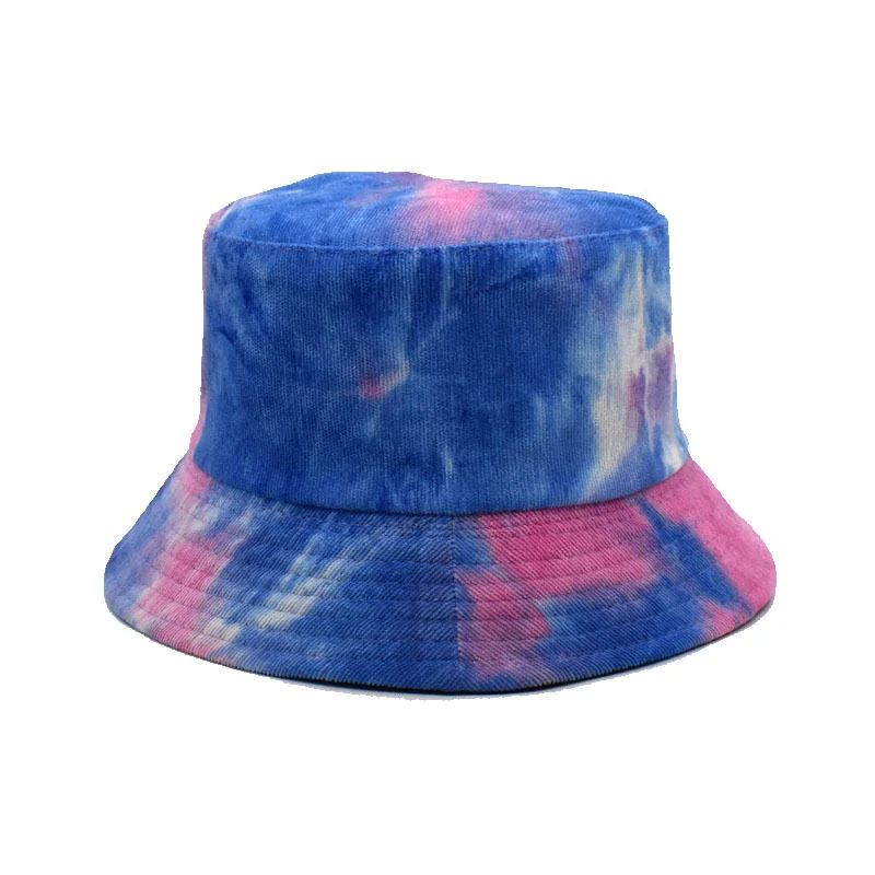 Top Sale Tie-Dye Luxury Corduroy Bucket Hat Wide Brim Reversible Sunshade Cap Hip Hop Hat Unisex Fisherman Bucket Hat