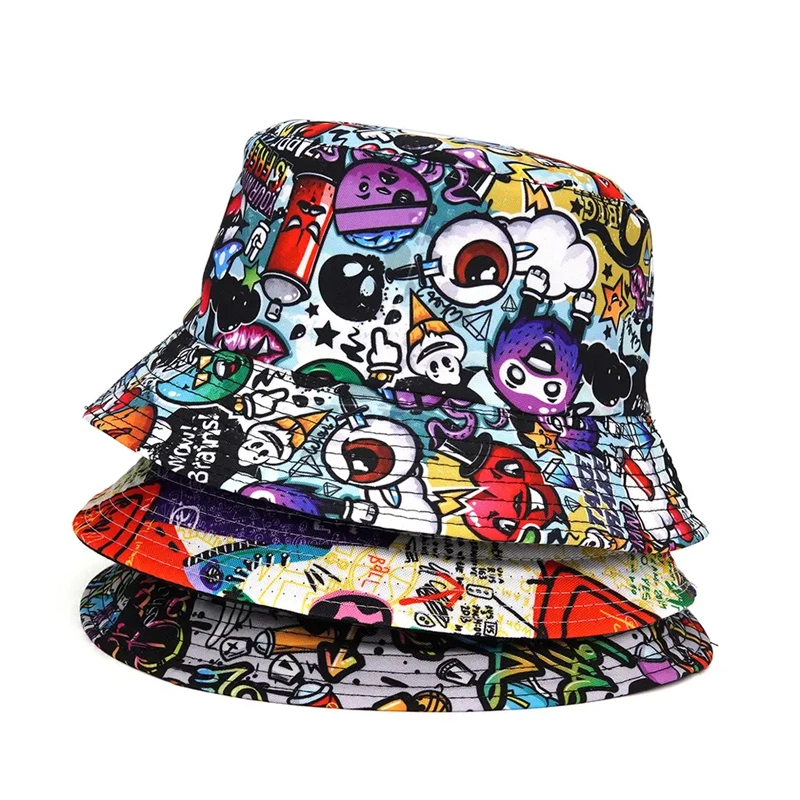 New Creative Multiple Styles Printed Bucket Hats Bulk Unisex Reversible Fisherman Bucket Hats Custom