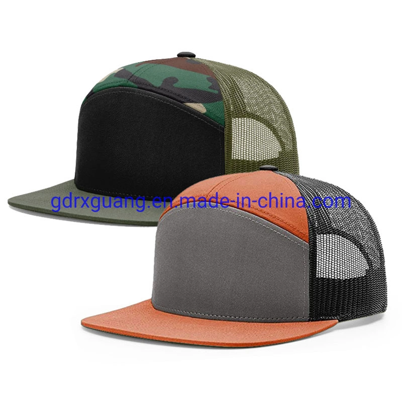 High Quality 7 Panel Fitted Hats Basketball Snapback Caps with Custom Logo