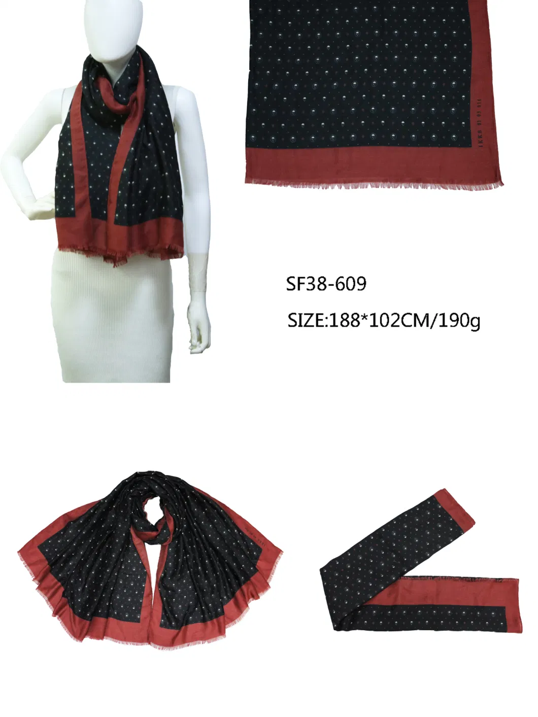 Women&prime; S Oversized Scarf Black Polyester Print Skull Skeleton Dots 2022 Autumn