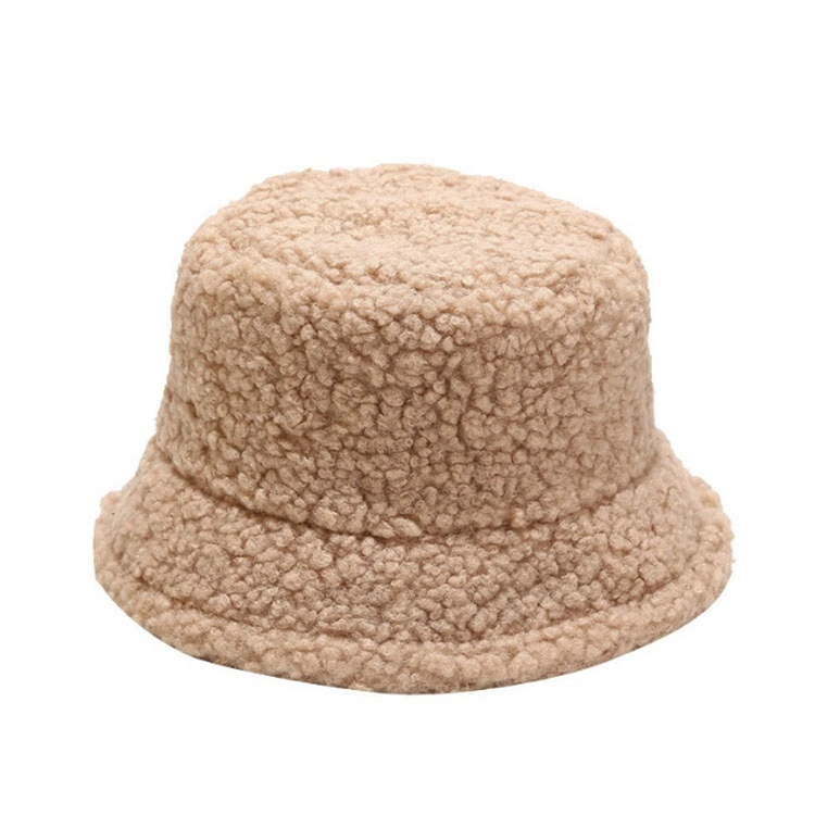 Wholesale Furry Man Sherpa Bonnet Cashmere Plush Pink Designer Fuzzy Warm Fur Bucket Hat