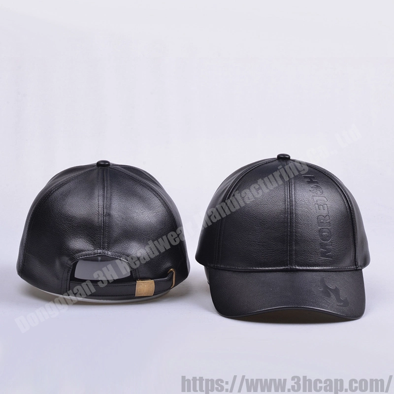 3hcap High Quality Vintage 6 Panel Baseball Gorras Custom Logo PU Leather Hats Caps